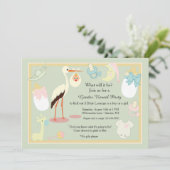 Gender Reveal Stork Invitation Kaart (Staand voorkant)