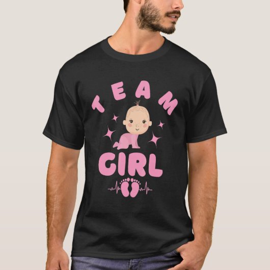 Gender Reveal Team Girl For Baby Shower Party It's T-shirt (Voorkant)