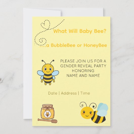 Gender Reveal Theme Bee Save The Date (Voorkant)