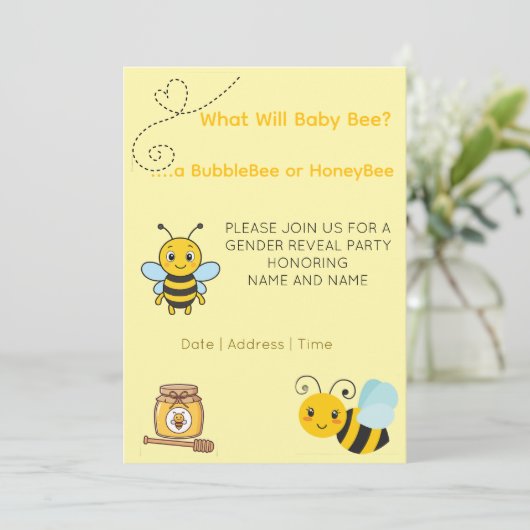 Gender Reveal Theme Bee Save The Date (Staand voorkant)