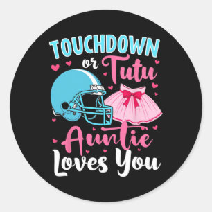 Gender Reveal Touchdown of Tutu tante houdt van je Ronde Sticker