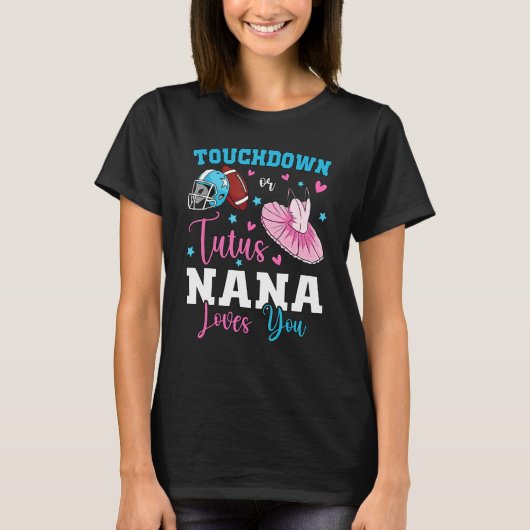 Gender reveal touchdowns or tutus nana matching ba t-shirt (Voorkant)