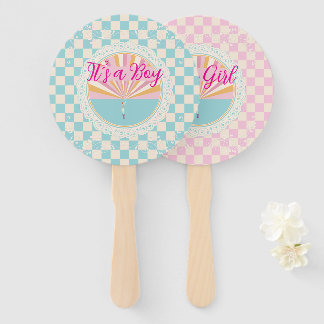 Gender Reveal Two-Sided Blue-Pink Plaid Checkered Handwaaier
