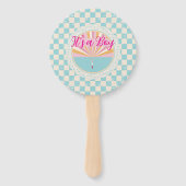 Gender Reveal Two-Sided Blue-Pink Plaid Checkered Handwaaier (Voorkant)