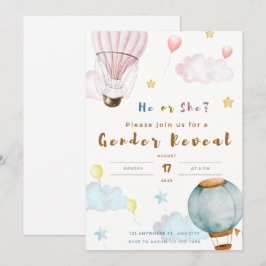 Gender reveal uitnodiging ballon cloud