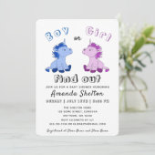 Gender Reveal Unicorn Baby shower Invitation Kaart (Staand voorkant)