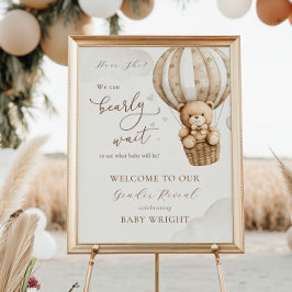 Gender Reveal Welkom Teddy Bear Baby shower Poster