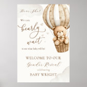 Gender Reveal Welkom Teddy Bear Baby shower Poster (Voorkant)