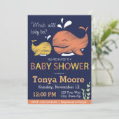 Gender Reveal Whale Baby shower Invitation Kaart (Staand voorkant)