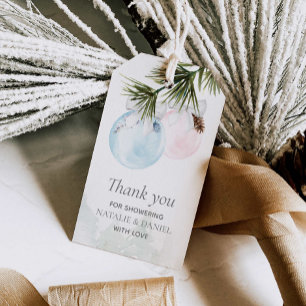 Gender Reveal Winter Baby shower Favor Bedankt Cadeaulabel