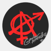 Genderanarchie Classic Red tegen donkere achtergro Ronde Sticker (Voorkant)