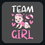 Gendereducatie teammeisjes verzameling vierkante sticker<br><div class="desc">Gendereducatie Teams Party heeft schamele seksespecifieke Baby showers onthuld die overeenkomen met familieontwerp Baby Funny design Gift Square Sticker Classic Collectie.</div>