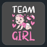 Gendereducatie teammeisjes verzameling vierkante sticker<br><div class="desc">Gendereducatie Teams Party heeft schamele seksespecifieke Baby showers onthuld die overeenkomen met familieontwerp Baby Funny design Gift Square Sticker Classic Collectie.</div>