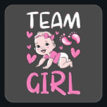 Gendereducatie teammeisjes verzameling vierkante sticker<br><div class="desc">Gendereducatie Teams Party heeft schamele seksespecifieke Baby showers onthuld die overeenkomen met familieontwerp Baby Funny design Gift Square Sticker Classic Collectie.</div>