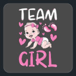 Gendereducatie teammeisjes verzameling vierkante sticker<br><div class="desc">Gendereducatie Teams Party heeft schamele seksespecifieke Baby showers onthuld die overeenkomen met familieontwerp Baby Funny design Gift Square Sticker Classic Collectie.</div>
