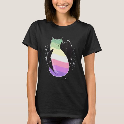 Genderfae Cat Flag Nonbinary Transgender LGBT Blac T-shirt (Voorkant)