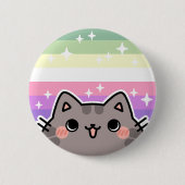Genderfae LGBT Pride Flag Cat Button (Voorkant)