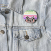 Genderfae LGBT Pride Flag Cat Button (In situ)
