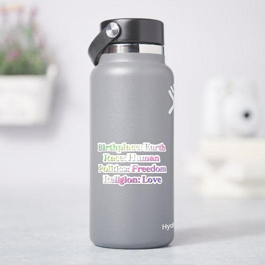 Genderfae Pride - Geboorteplaats: Aarde. Ras: Mens Sticker (HydroFlask)