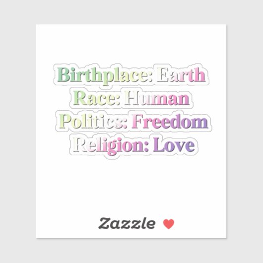 Genderfae Pride - Geboorteplaats: Aarde. Ras: Mens Sticker (Vel)