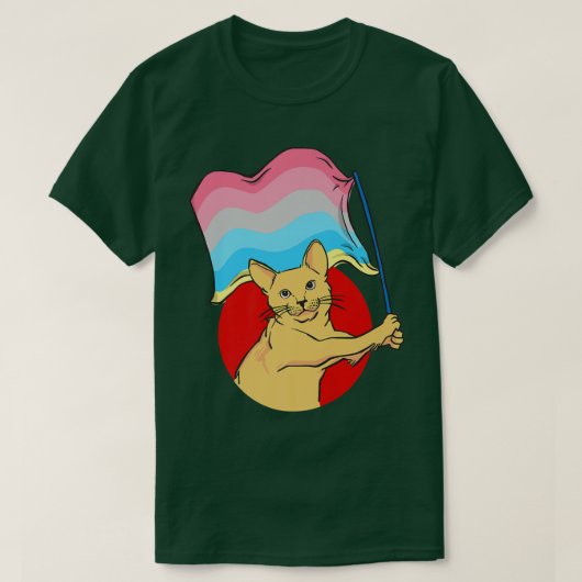 Genderflu Flag Cat Nonbinary Geslacht T-shirt (Design voorkant)