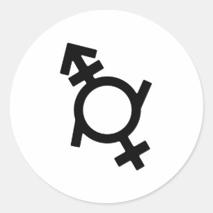 Genderfluid Androgeen Vrouwelijk Geslachts Symbool Ronde Sticker
