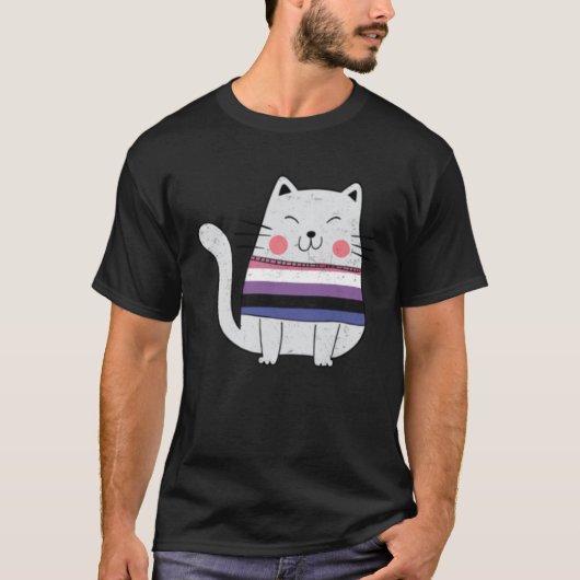 Genderfluid Flag LGBTQ Cats Pride Cat T-shirt (Voorkant)