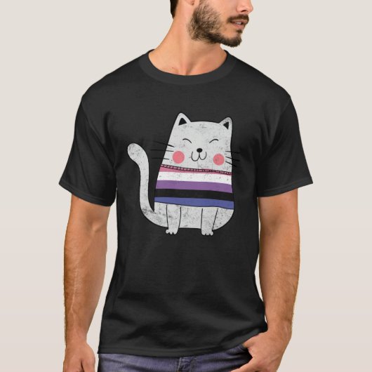 Genderfluid Flag LGBTQ Cats Pride Cat T-shirt (Voorkant)