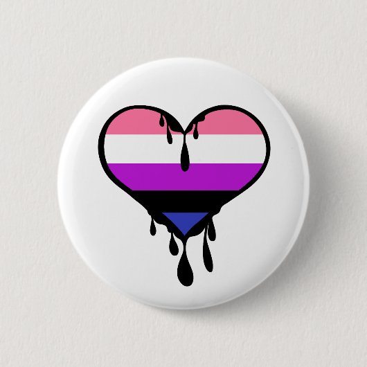 Genderfluid Pride Dripping Heart Ronde Button 5,7 Cm (Voorkant)