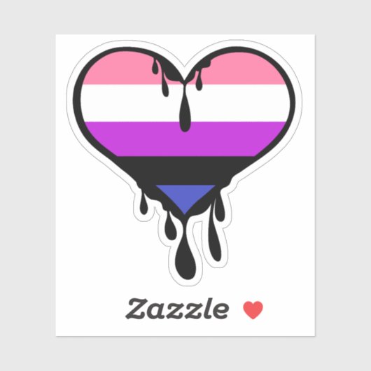 Genderfluid Pride Dripping Heart Sticker (Vel)
