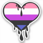 Genderfluid Pride Dripping Heart Sticker (Voorkant)