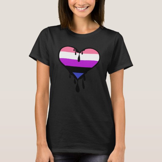 Genderfluid Pride Dripping Heart T-shirt (Voorkant)