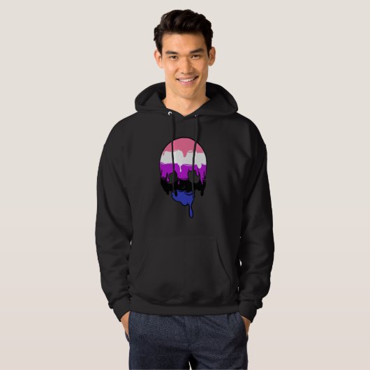 Genderfluid Pride Dripping Skull Hoodie (Voorkant volledig)