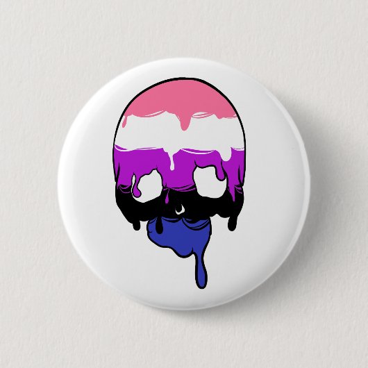 Genderfluid Pride Dripping Skull Ronde Button 5,7 Cm (Voorkant)