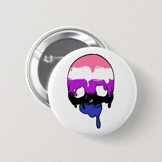 Genderfluid Pride Dripping Skull Ronde Button 5,7 Cm (Voorkant /achterkant)