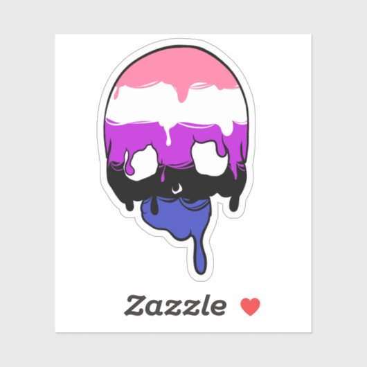 Genderfluid Pride Dripping Skull Sticker (Vel)
