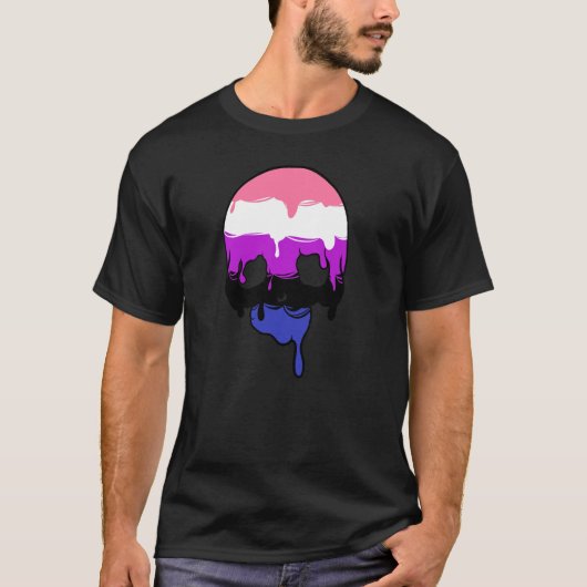 Genderfluid Pride Dripping Skull T-shirt (Voorkant)