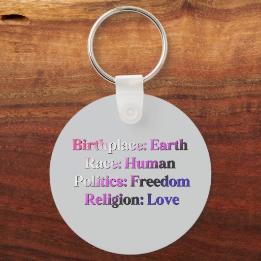 Genderfluid Pride - Geboorteplaats: Aarde. Ras: Me Sleutelhanger (Voorkant)
