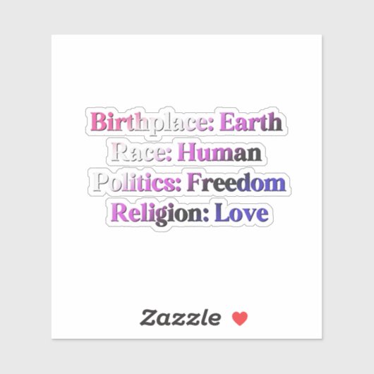 Genderfluid Pride - Geboorteplaats: Aarde. Ras: Me Sticker (Vel)