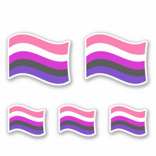 Genderfluid Pride Golvende Vlag Sticker (Voorkant)