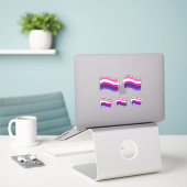 Genderfluid Pride Golvende Vlag Sticker (Laptop op bureau)