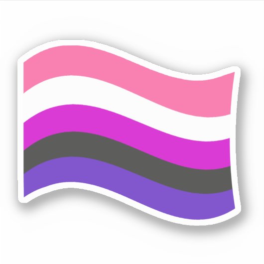 Genderfluid Pride Golvende Vlag Sticker (Voorkant)