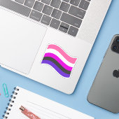 Genderfluid Pride Golvende Vlag Sticker (Laptop met iPhone)