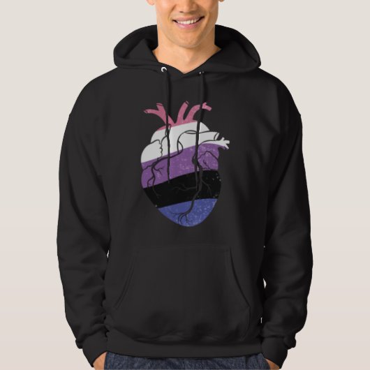 Genderfluid Pride Heart Flag Hoodie (Voorkant)