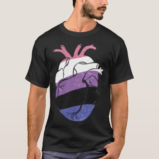 Genderfluid Pride Heart Flag T-shirt (Voorkant)