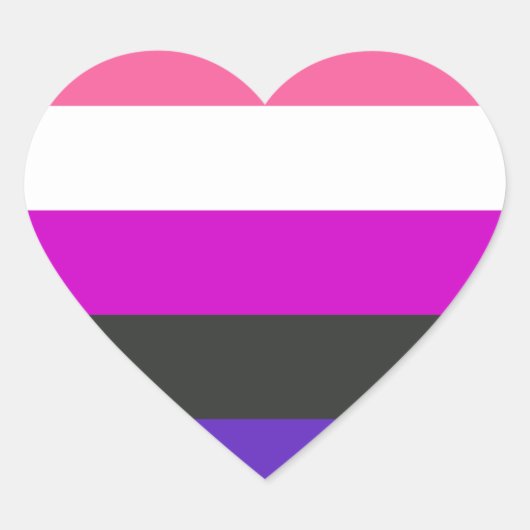 Genderfluid Pride Vlag Hart Sticker (Voorkant)