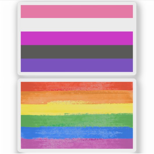 Genderfluid Pride Vlag Sticker (Voorkant)