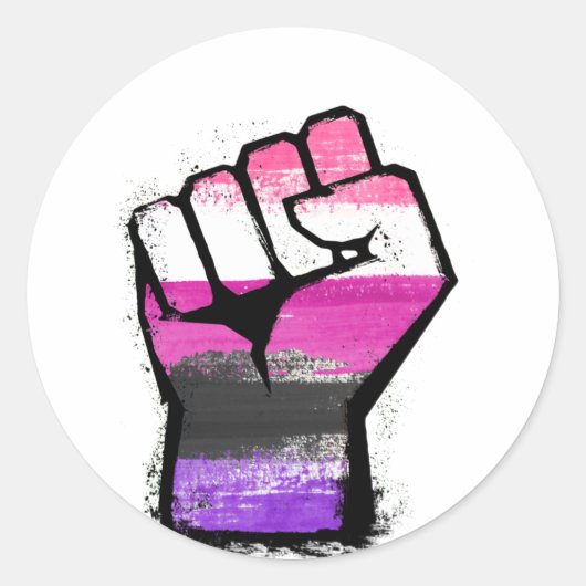 Genderfluid Pride Vuist Ronde Sticker (Voorkant)