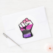 Genderfluid Pride Vuist Ronde Sticker (Envelop)