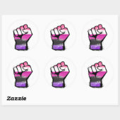 Genderfluid Pride Vuist Ronde Sticker (Vel)